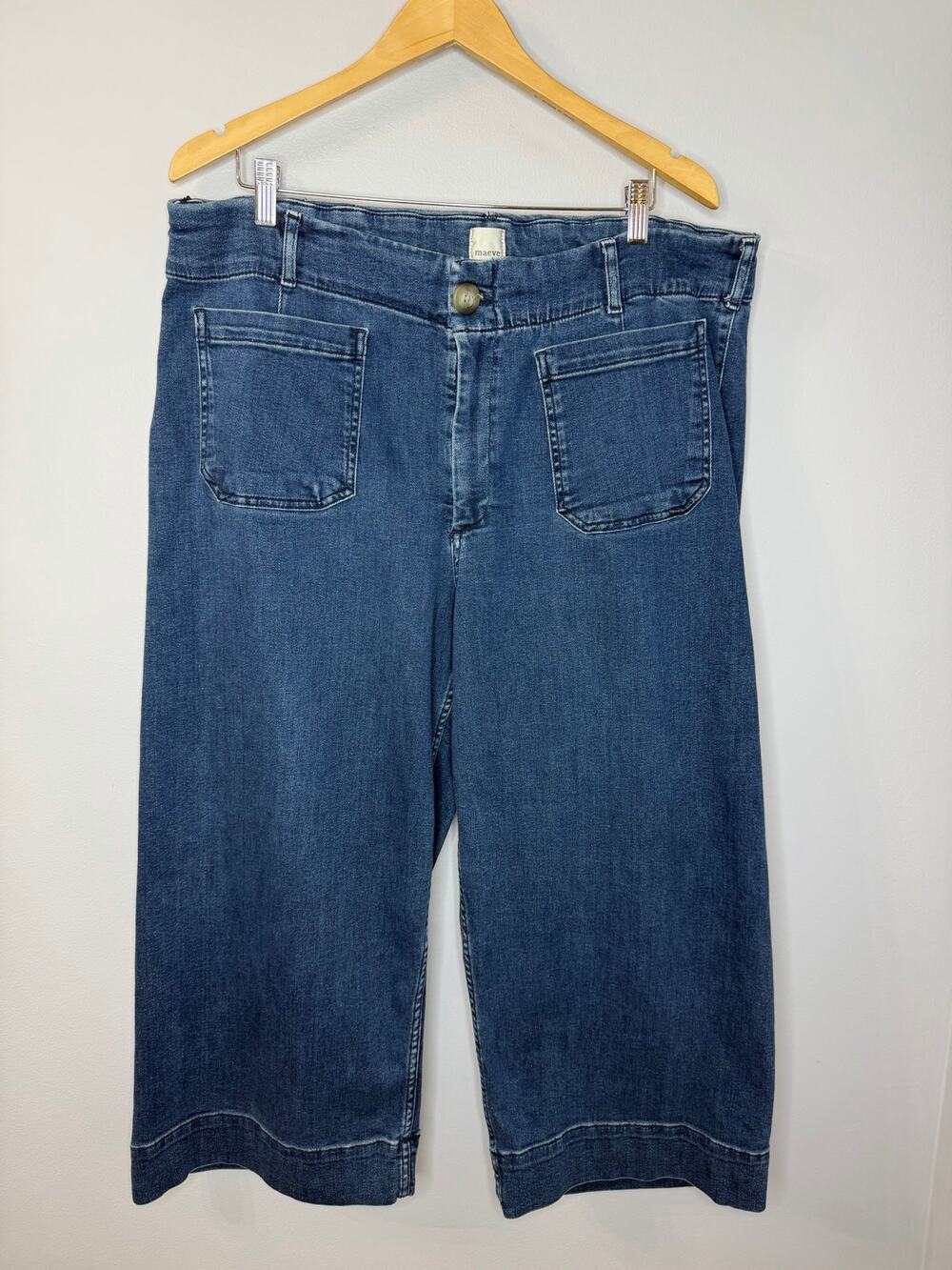 Maeve Anthropology Colette High-Rise Wide-Leg Cropped Jeans Stretch Sz 20W